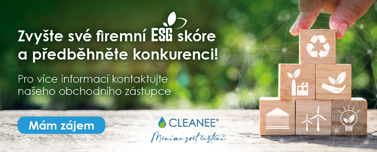 Chci zlepšit firemní ESG skóre díky CLEANEE. Pište na email: obchod@cleanee.cz